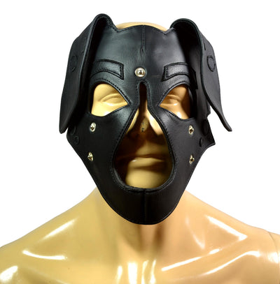 Full Leather Dalmatian Pup Hood - MRI Leathers