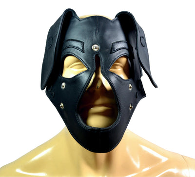 Full Leather Dalmatian Pup Hood - MRI Leathers