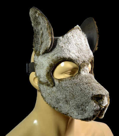 Fur dog mask for adult costume petplay puppyplay furry pup hood Furry Pup Hood - MRI Leathers