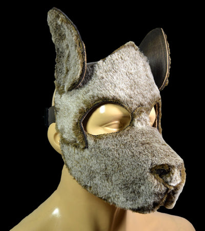 Fur dog mask for adult costume petplay puppyplay furry pup hood Furry Pup Hood - MRI Leathers