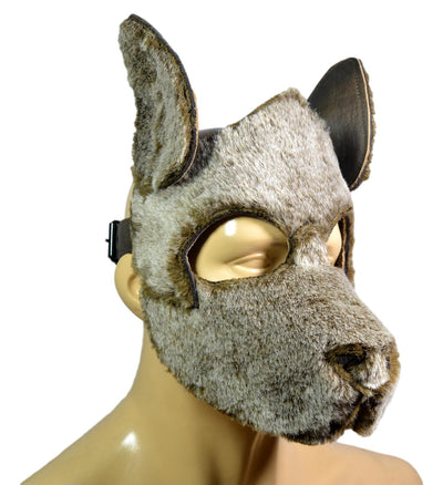 Fur dog mask for adult costume petplay puppyplay furry pup hood Furry Pup Hood - MRI Leathers