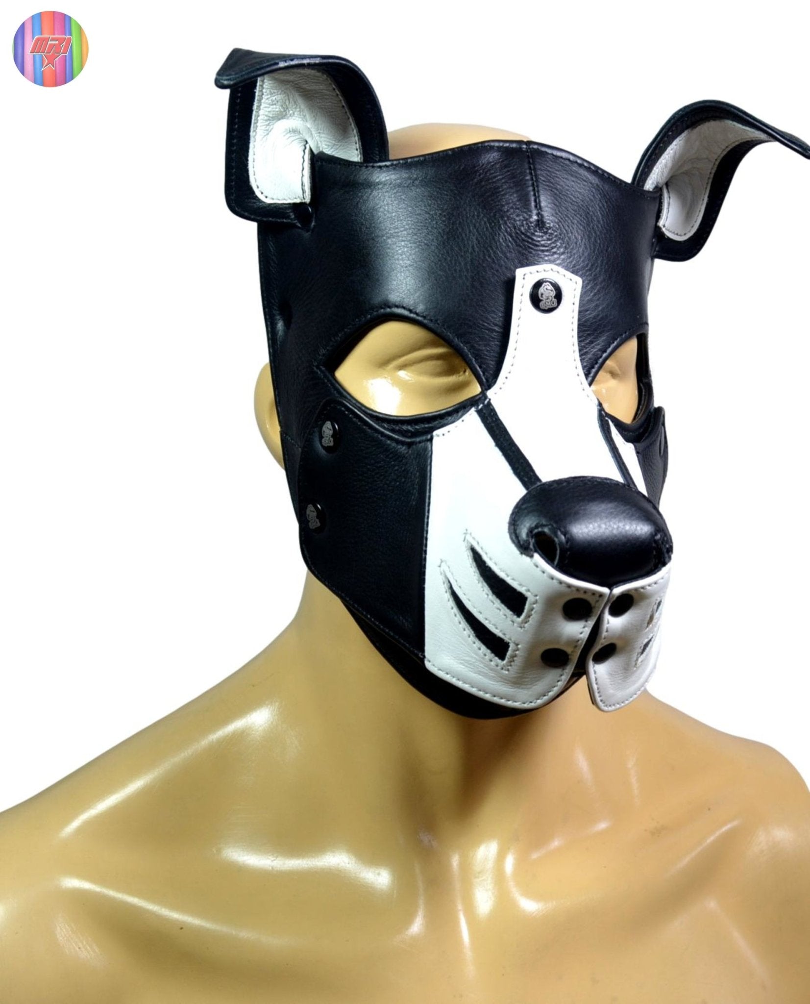 Leather Puppy Hood Mask,Human puppy Hood Cosplay Dog Full Face Pup Hood Mask - MRI Leathers