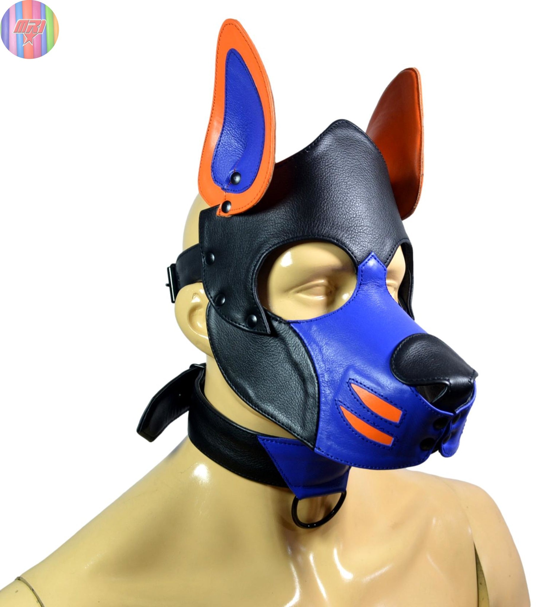 Leather Puppy Hood Mask,Human puppy Hood Cosplay Dog Full Face Pup Hood Mask - MRI Leathers