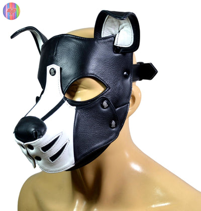 Leather Puppy Hood Mask,Human puppy Hood Cosplay Dog Full Face Pup Hood Mask - MRI Leathers