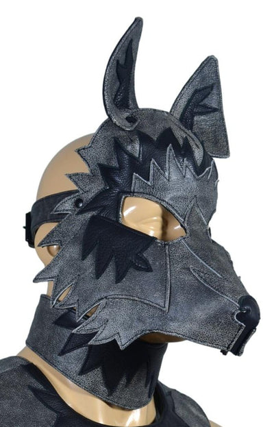 Leather Wolf Mask puppy hood mask - MRI Leathers