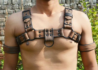 Men's Male Soft Leather Body Chest Harness Belt Night Clubwear Costume jockstraps - MRI Leathers