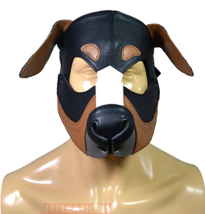 Catahoula Leopard Dog Leather Puppy Mask Hood Floppy Ears - MRI Leathers