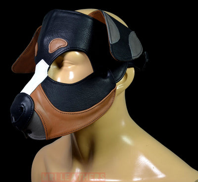 Catahoula Leopard Dog Leather Puppy Mask Hood Floppy Ears - MRI Leathers