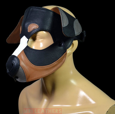 Catahoula Leopard Dog Leather Puppy Mask Hood Floppy Ears - MRI Leathers