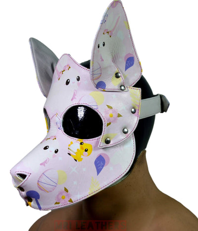 Human Pup Hood Leather Puppy Printed mask - MRI Leathers