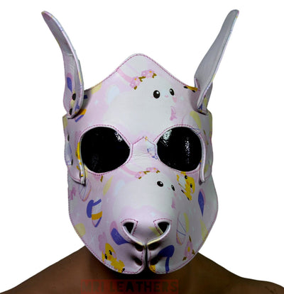 Human Pup Hood Leather Puppy Printed mask - MRI Leathers