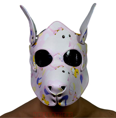 Human Pup Hood Leather Puppy Printed mask - MRI Leathers