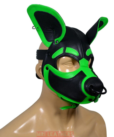 Leather Dog Mask Hood Pet Play Puppy Mask Human - MRI Leathers