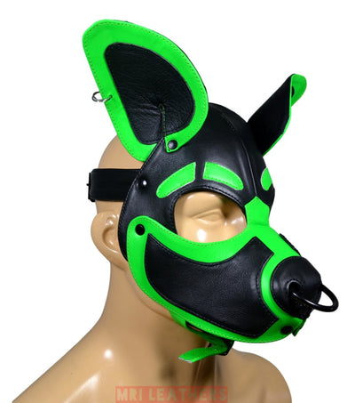 Leather Dog Mask Hood Pet Play Puppy Mask Human - MRI Leathers