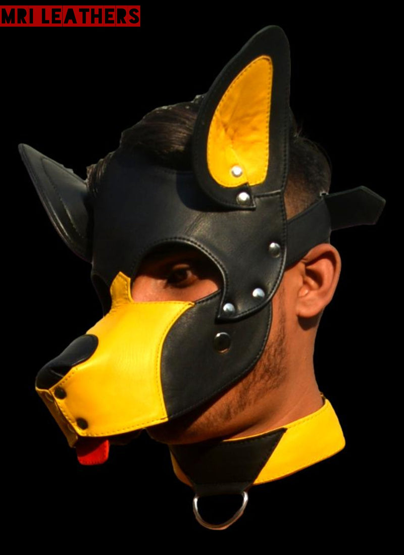 Leather Dog Mask Leather Dog Mask Dog Hood Pet Play Hood Puppy Mask - MRI Leathers