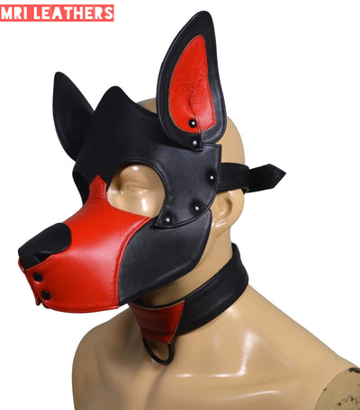 Leather Dog Mask Leather Dog Mask Dog Hood Pet Play Hood Puppy Mask - MRI Leathers