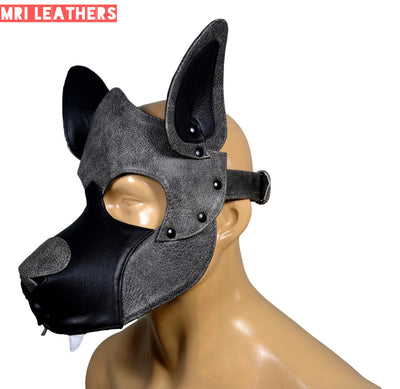 Leather Dog Mask Leather Dog Mask Dog Hood Pet Play Hood Puppy Mask - MRI Leathers