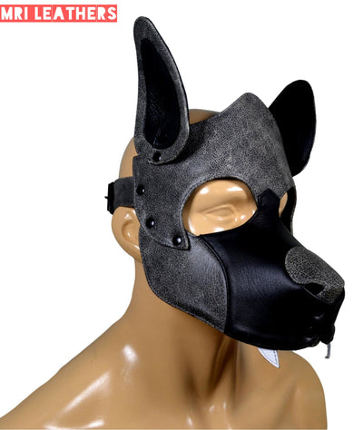 Leather Dog Mask Leather Dog Mask Dog Hood Pet Play Hood Puppy Mask - MRI Leathers