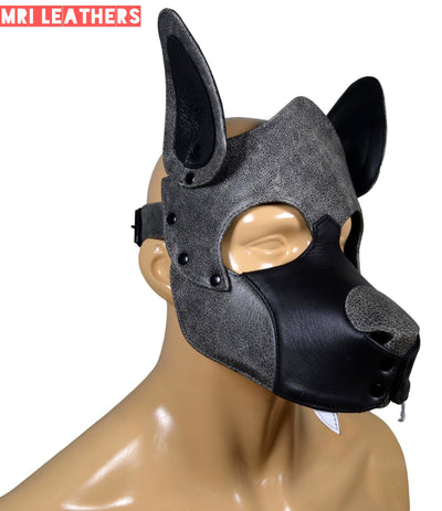 Leather Dog Mask Leather Dog Mask Dog Hood Pet Play Hood Puppy Mask - MRI Leathers