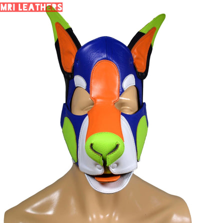 Leather Dog Mask Leather Dog Mask Dog Hood Pet Play Hood Puppy Mask - MRI Leathers