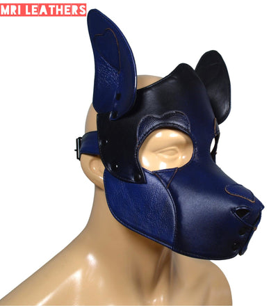 Leather Dog Mask Leather Dog Mask Dog Hood Pet Play Hood Puppy Mask - MRI Leathers