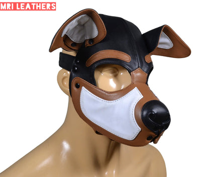 Leather Dog Mask Leather Dog Mask Dog Hood Pet Play Hood Puppy Mask Folded Ears - MRI Leathers