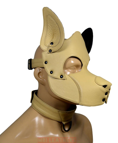 Leather Dog Mask Leather Pup Mask Dog Hood Pet Play Hood - MRI Leathers