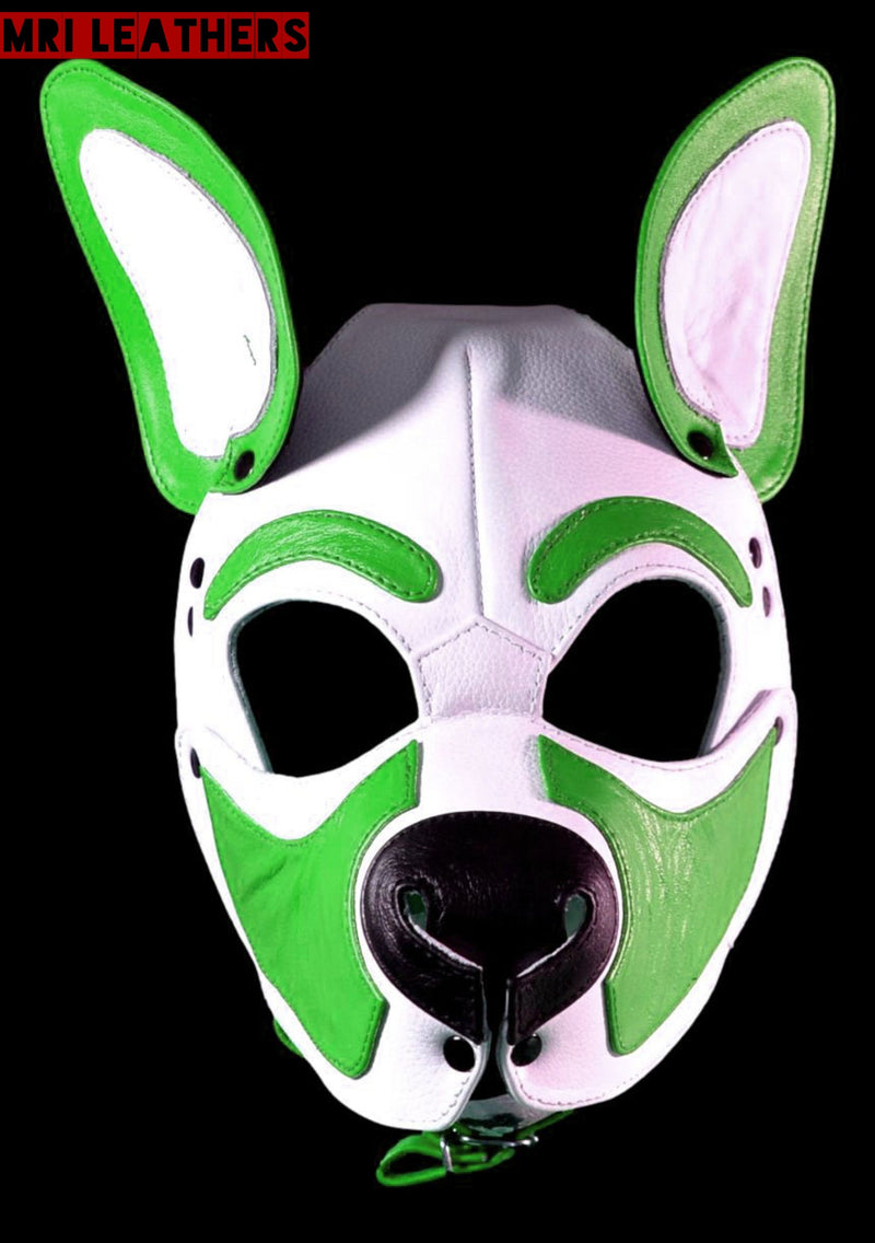 Leather Dog Mask Leather Pup Mask Dog Hood Pet Play Hood - MRI Leathers