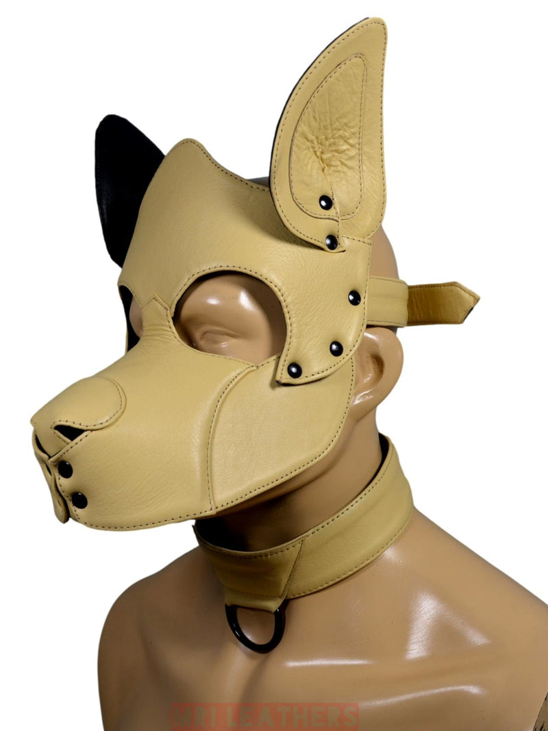 Leather Dog Mask Leather Pup Mask Dog Hood Pet Play Hood - MRI Leathers