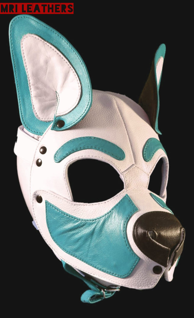 Leather Dog Mask Leather Pup Mask Dog Hood Pet Play Hood - MRI Leathers