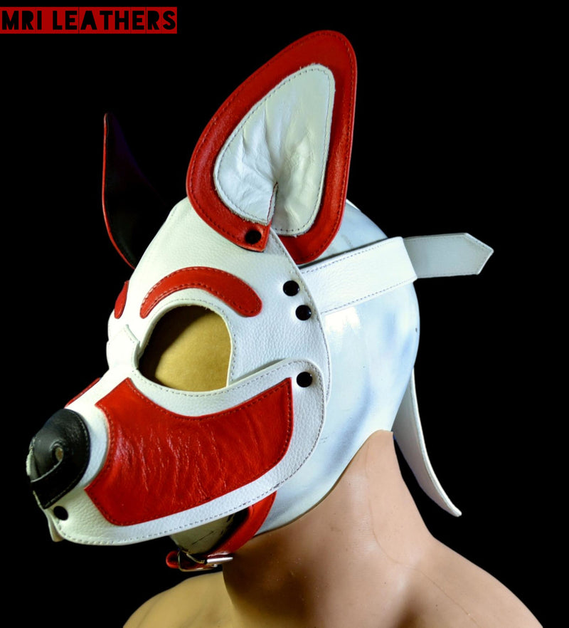 Leather Dog Mask Leather Pup Mask Dog Hood Pet Play Hood - MRI Leathers