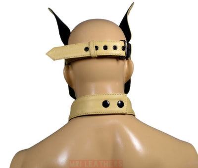 Leather Dog Mask Leather Pup Mask Dog Hood Pet Play Hood - MRI Leathers