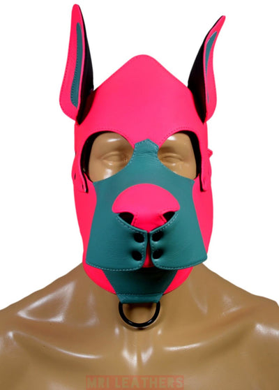 Leather Dog Mask Leather Pup Mask Dog Hood Pet Play Hood - MRI Leathers