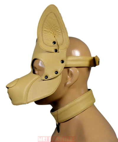 Leather Dog Mask Leather Pup Mask Dog Hood Pet Play Hood - MRI Leathers