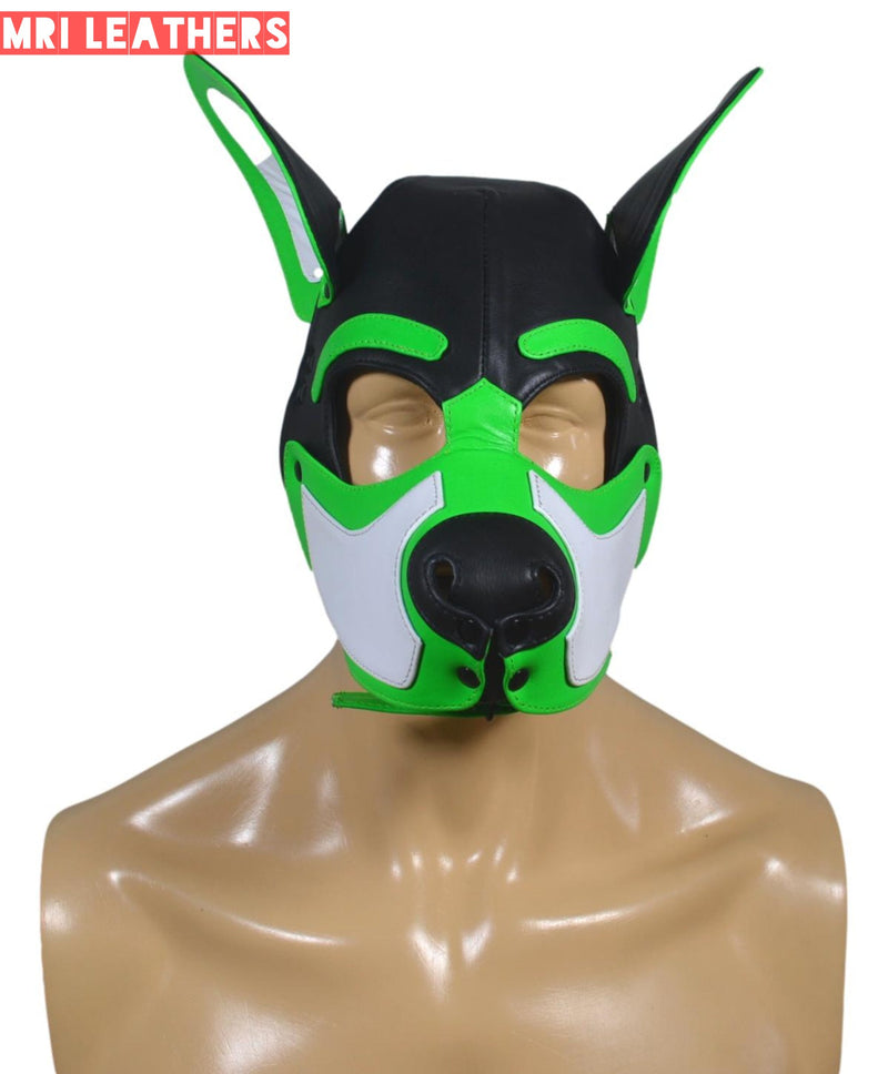 Leather Dog Mask Leather Pup Mask Dog Hood Pet Play Hood - MRI Leathers