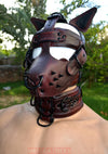 Leather Gear Face Hood Fetish Bondage Muzzle Gag dildo rings buckles - MRI Leathers