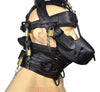 Leather Gear Face Hood Fetish Bondage Muzzle Gag dildo rings locking buckles - MRI Leathers