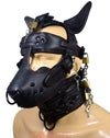 Leather Gear Face Hood Fetish Bondage Muzzle Gag dildo rings locking buckles - MRI Leathers