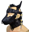 Leather Gear Face Hood Fetish Bondage Muzzle Gag dildo rings locking buckles - MRI Leathers