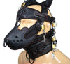 Leather Gear Face Hood Fetish Bondage Muzzle Gag dildo rings locking buckles - MRI Leathers