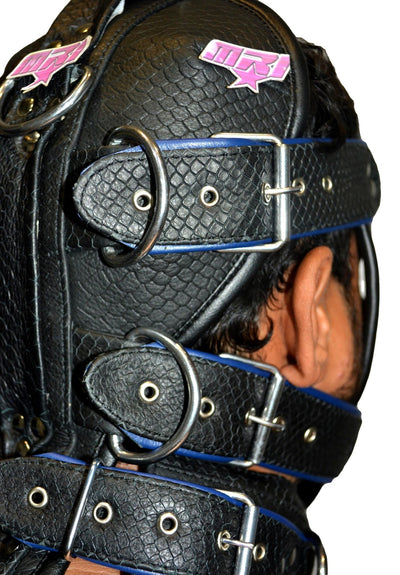 Leather Gear Face Hood Fetish Slave Extreme Bondage Muzzle Gag with D-rings - MRI Leathers