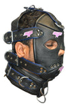 Leather Gear Face Hood Fetish Slave Extreme Bondage Muzzle Gag with D-rings - MRI Leathers