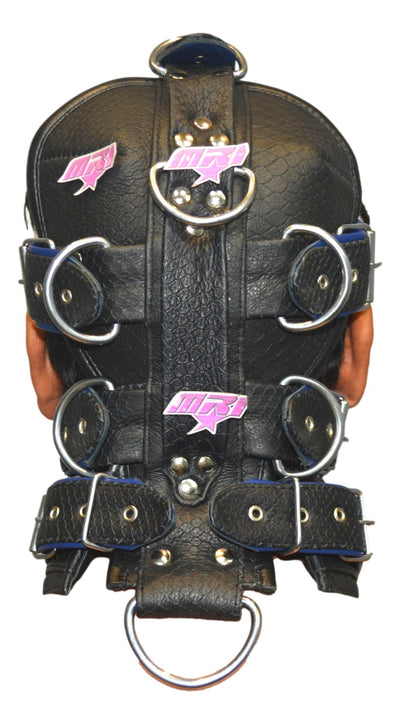 Leather Gear Face Hood Fetish Slave Extreme Bondage Muzzle Gag with D-rings - MRI Leathers