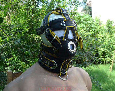 Leather Padded Head Harness Muzzle basic Fetish BDSM Slave Mature gag - MRI Leathers