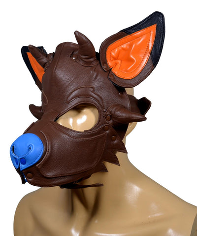 Leather Puppy Hood Puppy mask with Horns - MRI Leathers