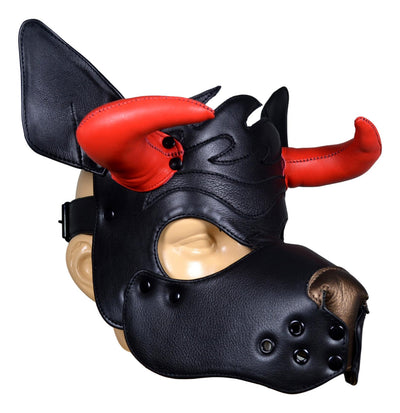 Leather Puppy Hood Puppy mask with Horns - MRI Leathers