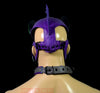 Leather Puppy Mask Hood Human puppy Flame on Head Purple - MRI Leathers