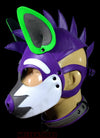 Leather Puppy Mask Hood Human puppy Flame on Head Purple - MRI Leathers