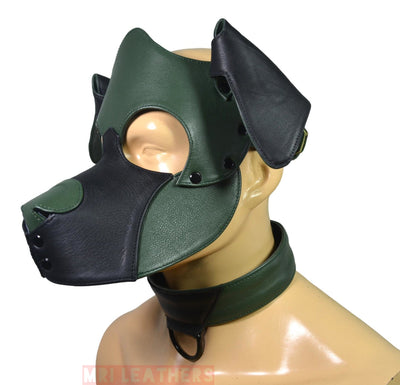 Leather Puppy Mask Hood Human puppy Floppy Ears - MRI Leathers