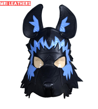 Leather Wolf Mask With Matching Harness - MRI Leathers